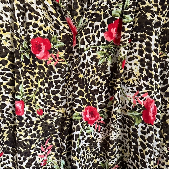 Rebecca Malone Womens Floral Animal Print Smocked Top Sz 1X Career Corpcore Boho - Picture 2 of 8